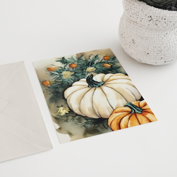 Wall Art Watercolor Floral Pumpkins Print Poster Card Unframed - Picture 6 of 10